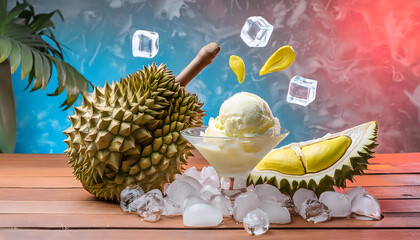 
Durian ice cream with durian balls