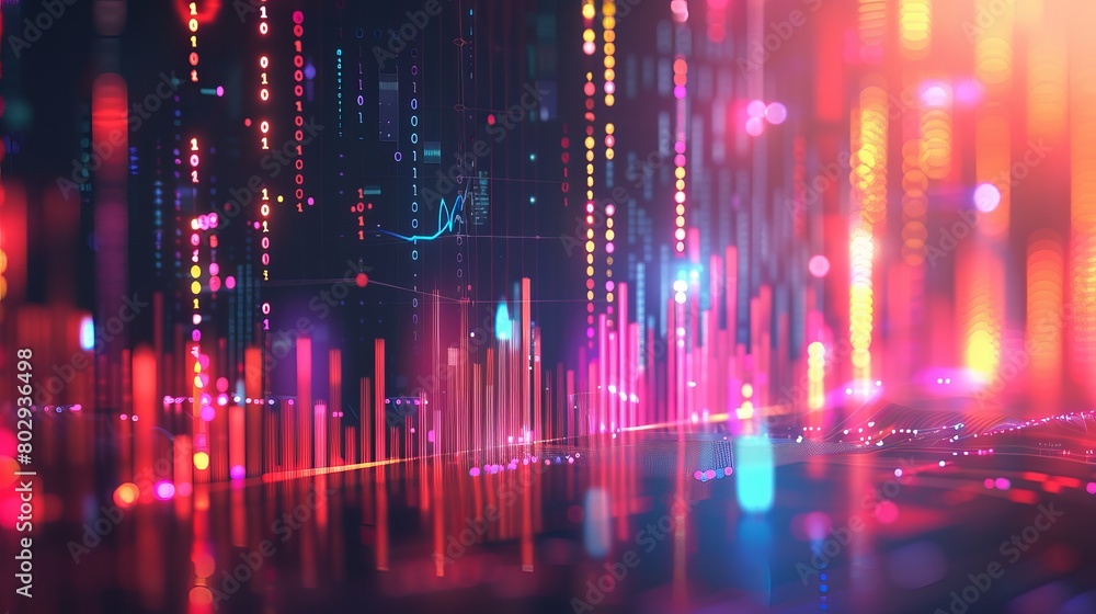Aufkleber sci-fi background depicting statistics and analytical indicators of big data.