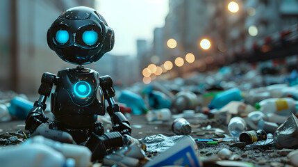 Robot Amidst Pollution: A Glimpse into a Trash-Filled Future