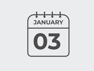 january 3 calendar reminder. 3 january daily calendar icon template. Calendar 3 january icon Design template. Vector illustration
