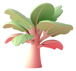 PNG 3d cartoon rendering Tropical tree icon vegetable pottery produce