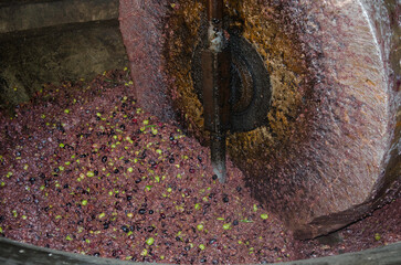Olive oil press, the old way, inside a workshop in the High Atlas. morocco