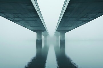 The clean lines of a modern bridge over calm waters