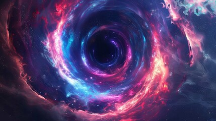 Vibrant cosmic vortex with swirling nebula patterns