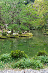 Fototapeta na wymiar 【縦写真】尾山神社の庭園