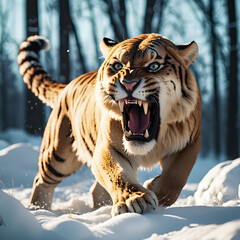 Obraz premium siberian tiger in snow