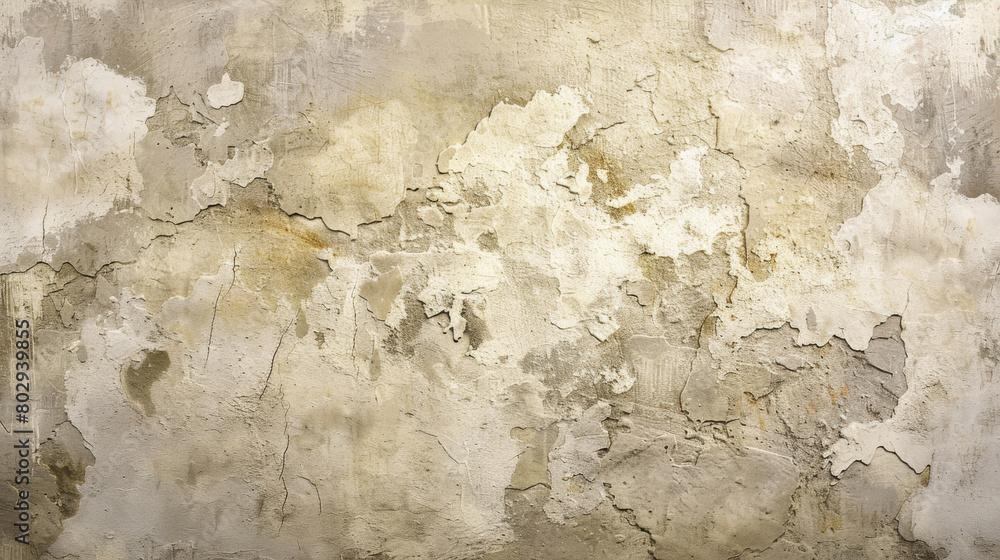 Poster high-resolution image of a distressed concrete wall with peeling paint and texture