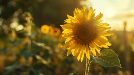 Fototapeta premium A big beautiful sunflower in the middle of the forest