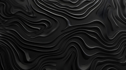Abstract black background with wavy lines. Three dimensional texture.