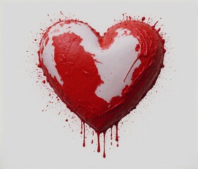 A heart made of blood splashes on a white background. 3d rendering