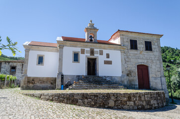 facade of the pre-Romanesque chapel of Sao Pedro de Balsemao. Near from Lamego