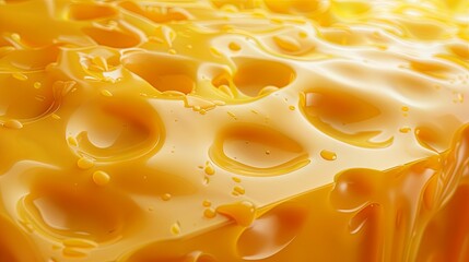 Glistening cheese texture with droplets closeup