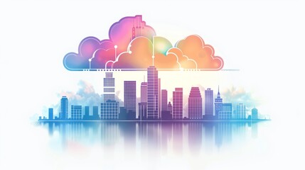 Fototapeta premium Urban Skyline Silhouette with cloud, Generative AI