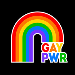 Rainbow with gay power word design for pride month festival.