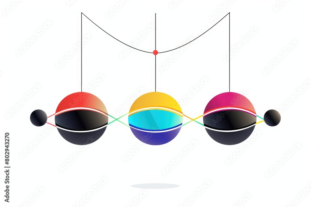 Poster a group of spheres hanging from a string. perfect for interior design projects