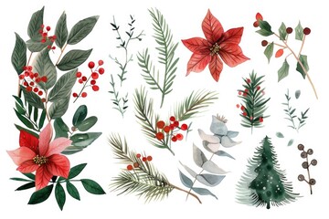 Festive watercolor collection for holiday designs