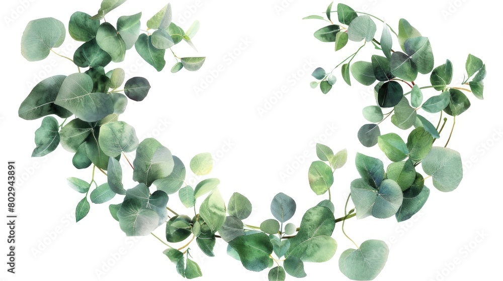 Aufkleber a beautiful wreath of green leaves on a simple white background. perfect for adding a touch of natur