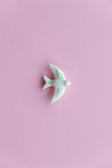 White swallow on pink background