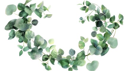 A beautiful wreath of green leaves on a simple white background. Perfect for adding a touch of nature to any project