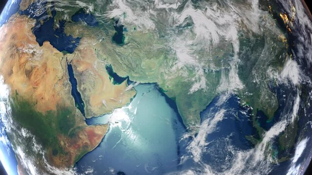 Realistic Earth From Space Zoom In Clouds Quatar Doha