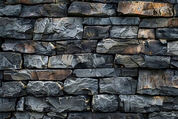 Black stone wall texture background, Decorative stonewall pattern, Ai Generated