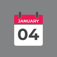 january 4 calendar reminder. 4 january daily calendar icon template. Calendar 4 january icon Design template. Vector illustration
