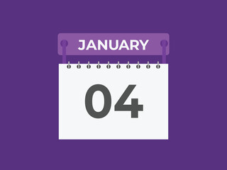 january 4 calendar reminder. 4 january daily calendar icon template. Calendar 4 january icon Design template. Vector illustration
