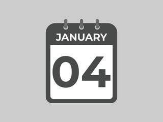 january 4 calendar reminder. 4 january daily calendar icon template. Calendar 4 january icon Design template. Vector illustration
