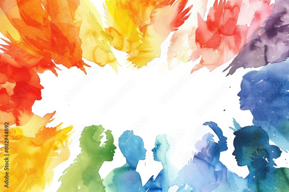 Poster a group of people standing in a circle. suitable for team building activities