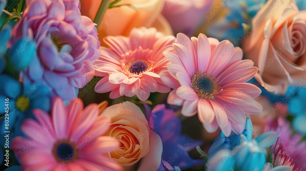 Poster Close up of a beautiful bunch of flowers, perfect for floral backgrounds