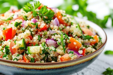 Quinoa salad photo on white isolated background
