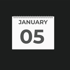 january 5 calendar reminder. 5 january daily calendar icon template. Calendar 5 january icon Design template. Vector illustration
