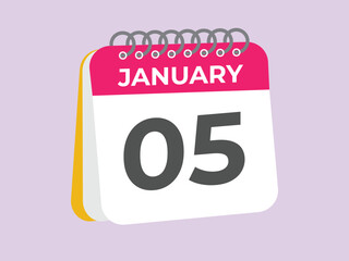 january 5 calendar reminder. 5 january daily calendar icon template. Calendar 5 january icon Design template. Vector illustration
