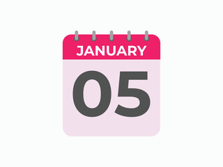 january 5 calendar reminder. 5 january daily calendar icon template. Calendar 5 january icon Design template. Vector illustration
