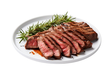 Succulent grilled steaks on a plate with roasted tomatoes and rosemary, embodying a delicious gourmet meal. Generative AI