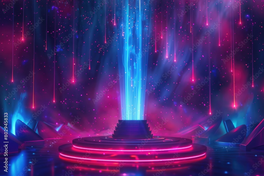 Poster a stage with a fountain in the center, suitable for event or performance concept