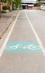 Bicycle lane in the old city of Phrae province, Thailand