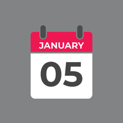 january 5 calendar reminder. 5 january daily calendar icon template. Calendar 5 january icon Design template. Vector illustration
