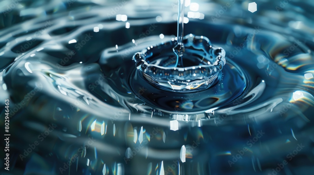 Poster close up of a water drop with a crown, suitable for various design projects