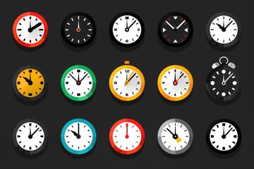 Collection of diverse clocks, suitable for time management concepts
