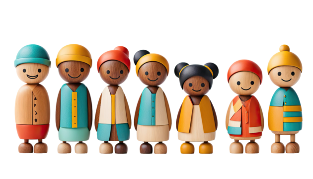 Cute kids figurines with copy space