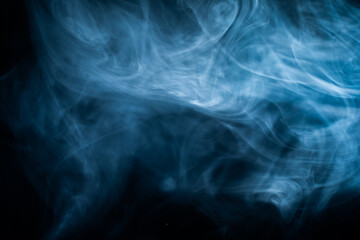 Smoke cloud on dark Background. Blue fog haze. High quality photo