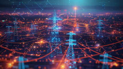 a smart grid network optimizing energy distribution and consumption.