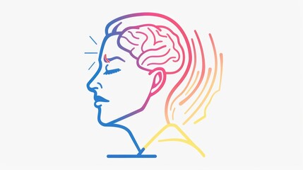 Detailed drawing of a woman's head with a visible brain, suitable for medical or educational purposes