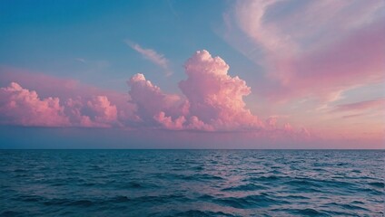 Blue Sea And Pink Sky Beauty Of The Nature 