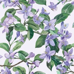 A painting of purple flowers on a white background. Suitable for floral designs