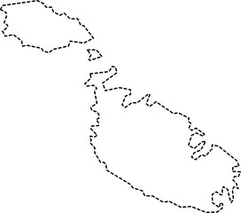 dash line drawing of malta island map.