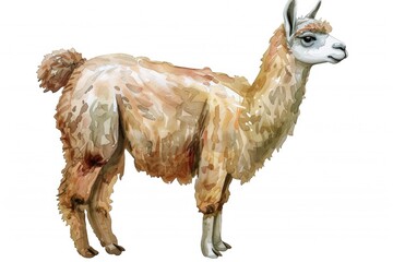 Naklejka premium Colorful watercolor painting of a llama on a white background. Perfect for animal lovers or children's decor