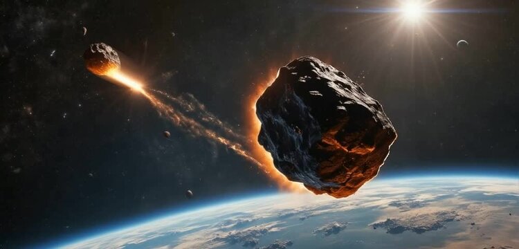 An asteroid flying to the ground