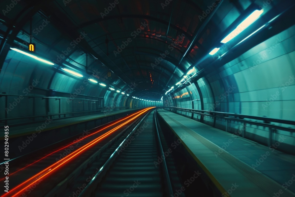 Aufkleber a train traveling through a tunnel next to a platform. ideal for transportation and travel concepts
